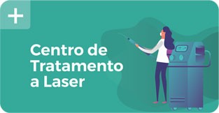 desenho de mulher com equipamento laser para estética ilustra link para pagina de centro de tratamento a laser