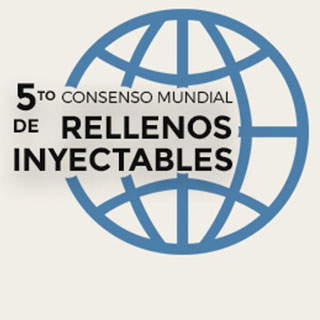 icononografia de um globo logotipo do 5° Consenso Mundial de Rellenos Inyectables