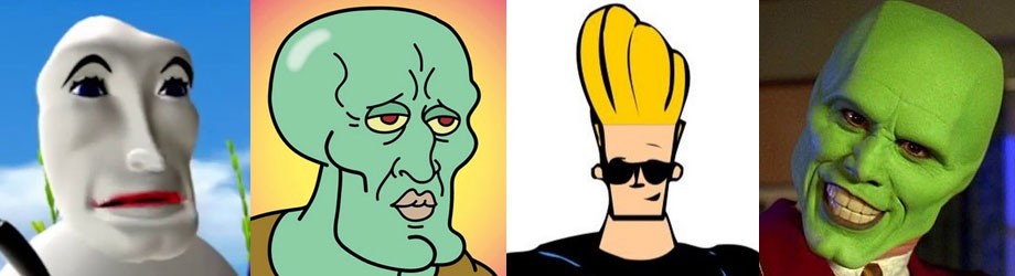 desenhos animados como johnny bravo e o máscara, com rosto quadrado e malar saltados são exemplos de padronização da harmonização facial